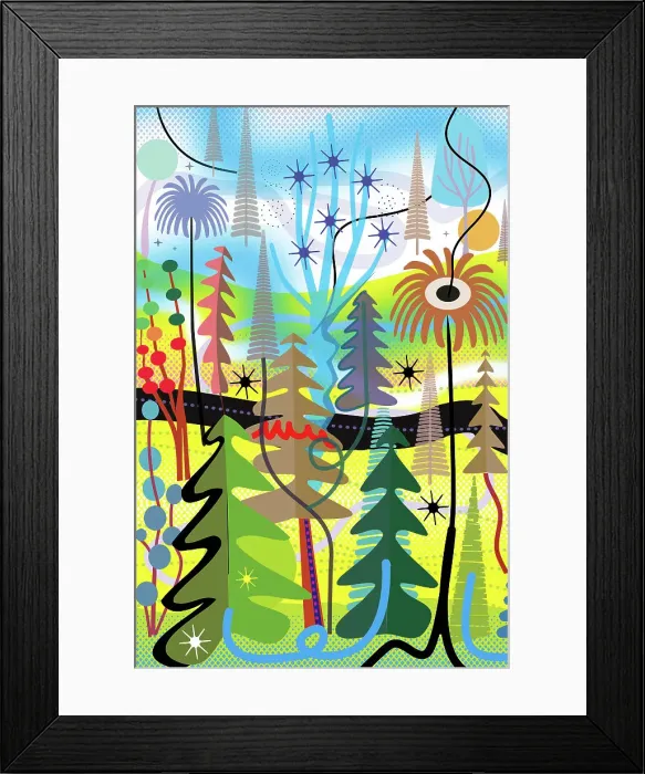 Framed Print : Abstract Forest Garden Illustration Framed Print : Abstract Forest Garden Illustration
