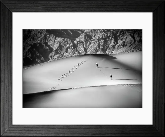 Framed Print : Hikers Enjoying Death Valley Sand Dunes Framed Print : Hikers Enjoying Death Valley Sand Dunes