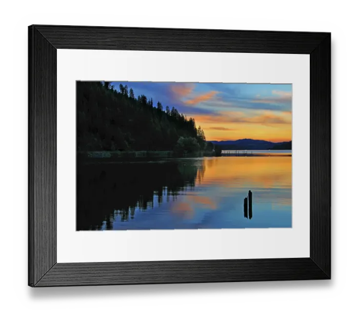 Framed Print : Sunset reflections on Lake Coeur d Alene Framed Print : Sunset reflections on Lake Coeur d Alene