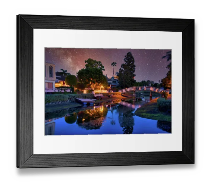 Framed Print : Venice Beach Canals at Night