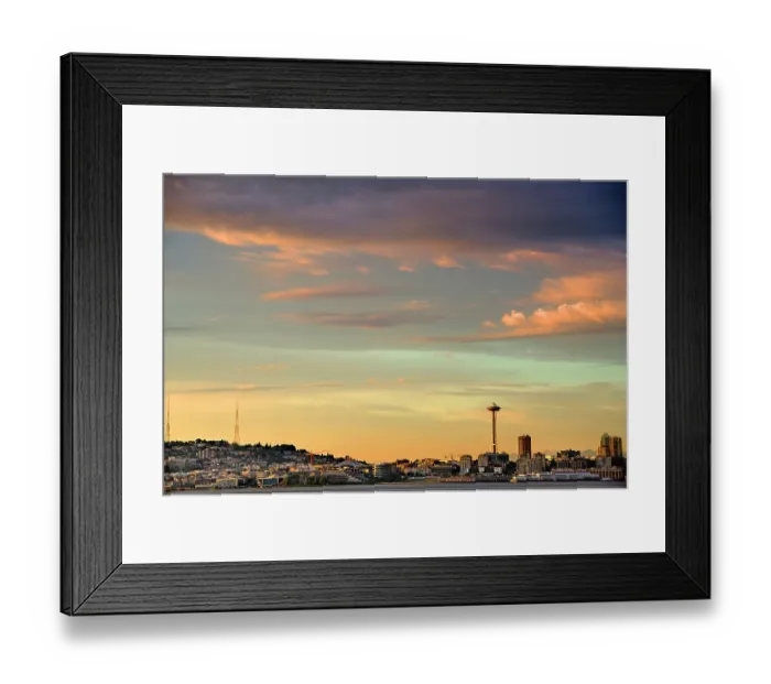 Framed Print : Seattle Space Needle at sunset