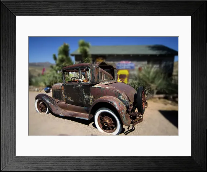 Framed Print : Route 66 Rustic Car Stop Framed Print : Route 66 Rustic Car Stop