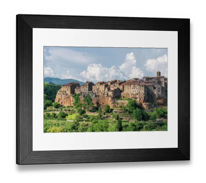 Framed Print : Italian medieval city at sunset, Pitigliano in the province of Grosseto in southern Tuscany, Italy Framed Print : Italian medieval city at sunset, Pitigliano in the province of Grosseto in southern Tuscany, Italy