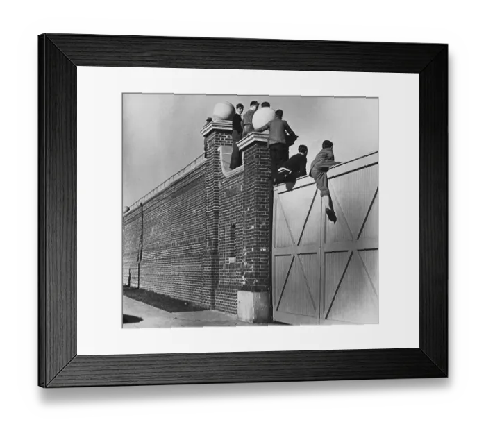 Framed Print : ARCHIVE SHOT / GROUP OF BOYS CLIMBING OVER HIGH WALL & GATE Framed Print : ARCHIVE SHOT / GROUP OF BOYS CLIMBING OVER HIGH WALL & GATE