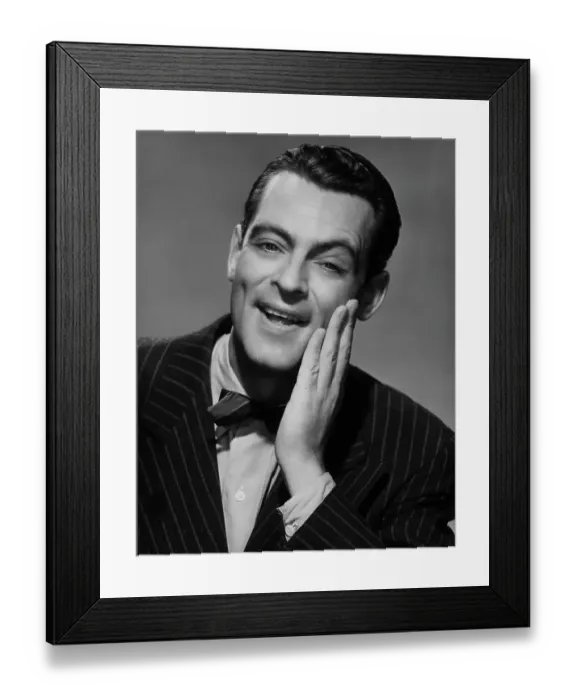 Framed Print : Happy Man. A smiling man with his hand on his cheek, circa 1955 Framed Print : Happy Man. A smiling man with his hand on his cheek, circa 1955