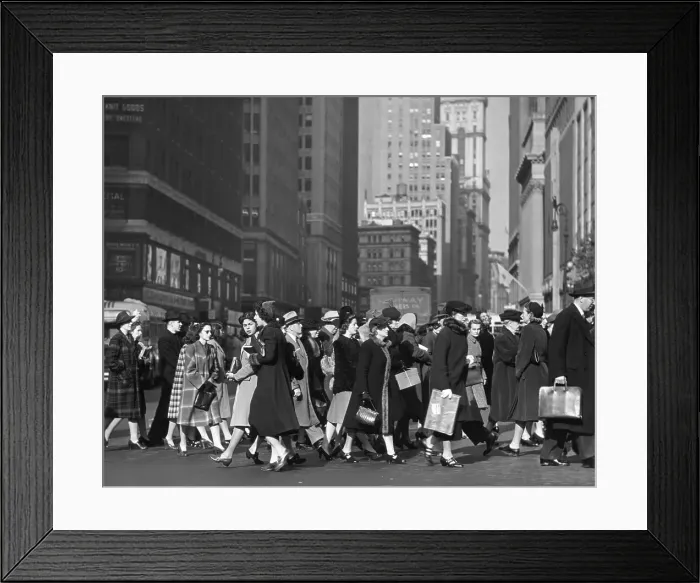 Framed Print : People crossing a busy street Framed Print : People crossing a busy street