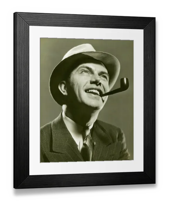 Framed Print : Man with pipe in mouth Framed Print : Man with pipe in mouth