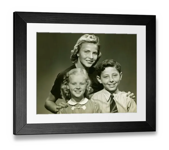 Framed Print : Portrait of mother with son and daughter Framed Print : Portrait of mother with son and daughter