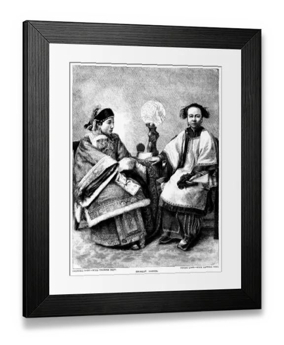 Framed Print : Two Chinese ladies, one with bound feet, one with natural feet Framed Print : Two Chinese ladies, one with bound feet, one with natural feet