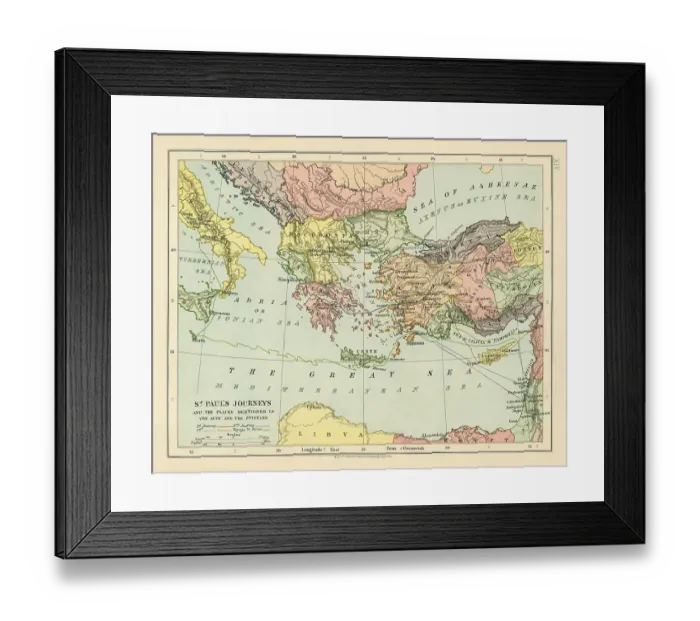 Framed Print : Map of St Paul's Journeys