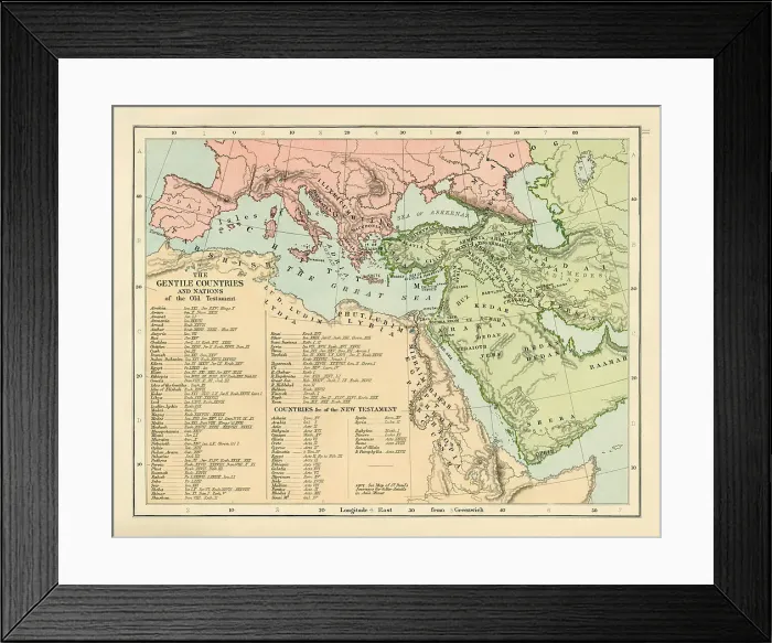 Framed Print : Map of the Gentile Countries and Nations of the Old Testament