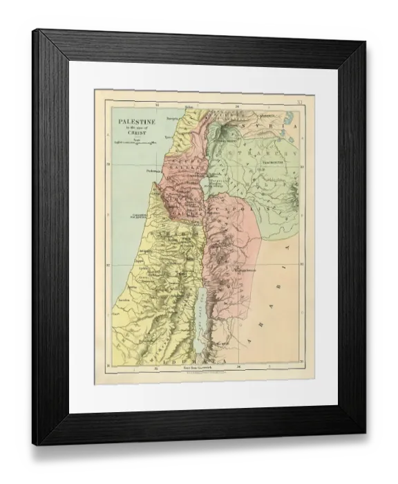 Framed Print : Map of Palestine in the time of Christ Framed Print : Map of Palestine in the time of Christ