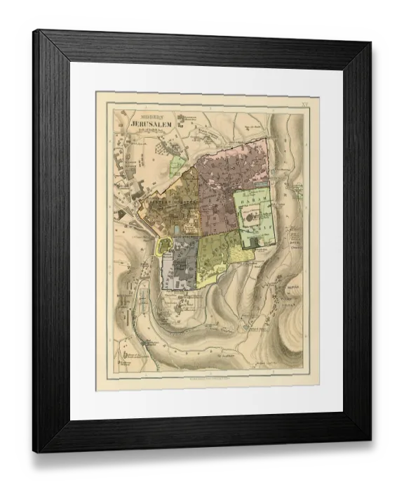 Framed Print : Map of Modern Jerusalem in 1877 Framed Print : Map of Modern Jerusalem in 1877