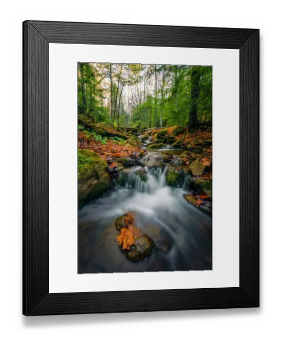 Framed Print : Water cascading over rocks in an autumn landscape Framed Print : Water cascading over rocks in an autumn landscape