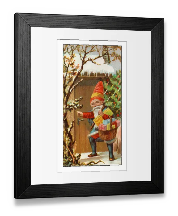 Framed Print : Santa Claus bringing presents at christmas art nouveau illustration Framed Print : Santa Claus bringing presents at christmas art nouveau illustration