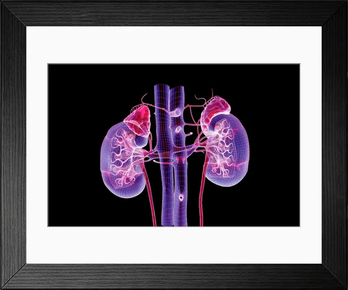 Framed Print : Blood supply of the kidneys Framed Print : Blood supply of the kidneys