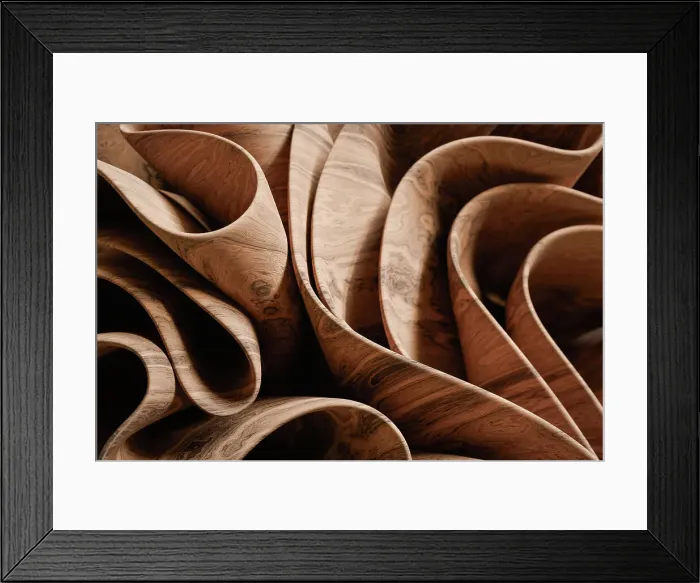 Framed Print : Abstract Wooden Curves and Swirls Artistic Background