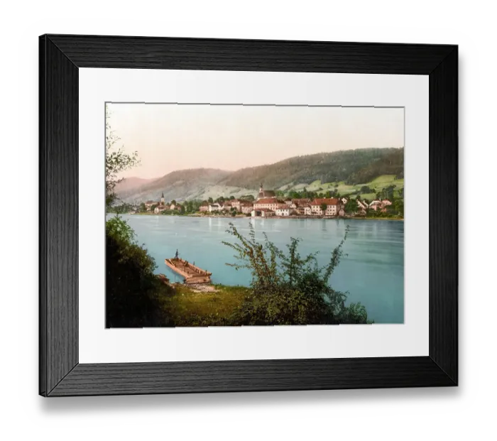 Framed Print : Engelhartszell on the Danube, Austria, c. 1890, Historic, digitally restored reproduction from a 19th century original, Engelhartszell on the Danube, Austria, c. 1890, Historic, digitally restored reproduction from a 19th century original, Europe