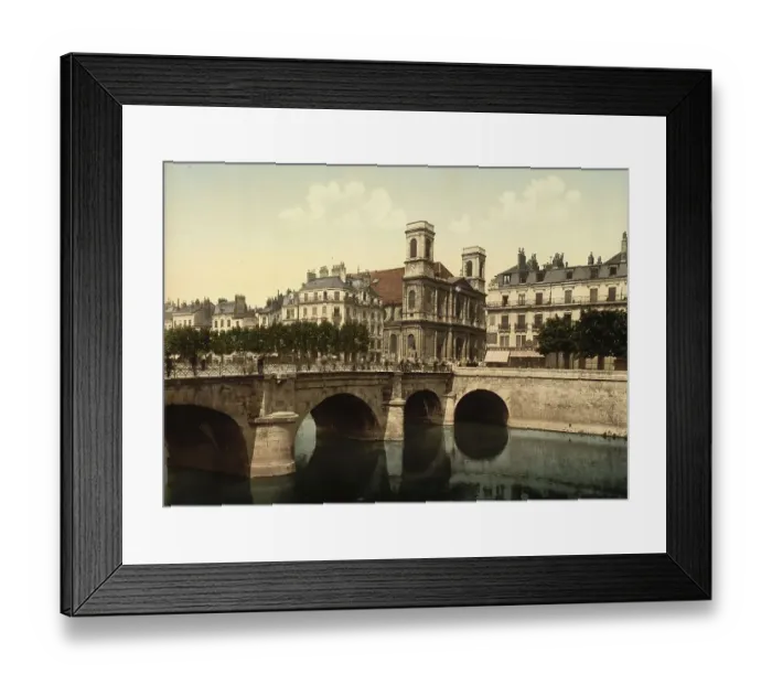 Framed Print : Bridge and church Sainte-Madeleine of Besancon, Bourgogne-Franche-Comte, France, c. 1890, Historic, digitally enhanced reproduction of a photochrome print from 1895 Framed Print : Bridge and church Sainte-Madeleine of Besancon, Bourgogne-Franche-Comte, France, c. 1890, Historic, digitally enhanced reproduction of a photochrome print from 1895