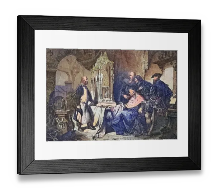 Framed Print : Peter Vischer the Elder, 1455, 1529, a German sculptor and redsmith, in his foundry in Nuremberg, Bavaria, Germany, historical engraving, 1869, Historic, digitally restored reproduction from a 19th century original, coloured, exact date unknown Framed Print : Peter Vischer the Elder, 1455, 1529, a German sculptor and redsmith, in his foundry in Nuremberg, Bavaria, Germany, historical engraving, 1869, Historic, digitally restored reproduction from a 19th century original, coloured, exact date unknown