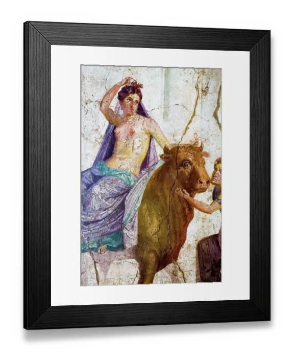 Framed Print : Europa, mistress of Zeus in Greek mythology, and the Bull, mural from historic Pompeii, Italy, mistress of Zeus in Greek mythology, and the Bull, mural from historic Pompeii, Italy Framed Print : Europa, mistress of Zeus in Greek mythology, and the Bull, mural from historic Pompeii, Italy, mistress of Zeus in Greek mythology, and the Bull, mural from historic Pompeii, Italy