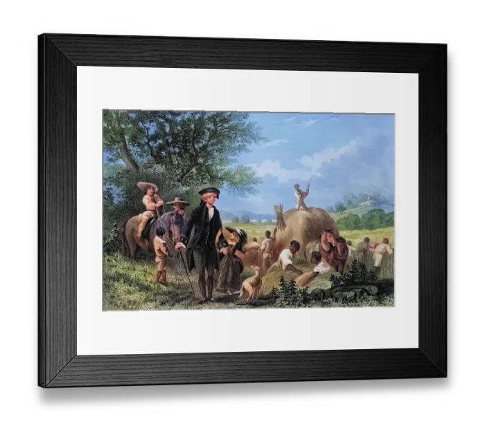 Framed Print : Washington in Mount Vernon, USA, George Washington, 1732-1799, First President of the United States, After a 19th century print by J Rogers after McNevin, Historic, digitally restored reproduction from a 19th century original, Record date not stated Framed Print : Washington in Mount Vernon, USA, George Washington, 1732-1799, First President of the United States, After a 19th century print by J Rogers after McNevin, Historic, digitally restored reproduction from a 19th century original, Record date not stated