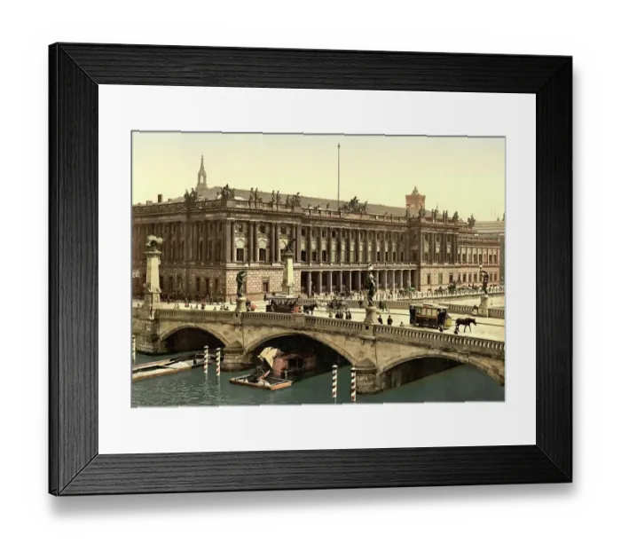 Framed Print : Friedrichbruecke and the Stock Exchange in Berlin, c. 1890, Germany, Historic, digitally restored reproduction from a 19th century original Framed Print : Friedrichbruecke and the Stock Exchange in Berlin, c. 1890, Germany, Historic, digitally restored reproduction from a 19th century original