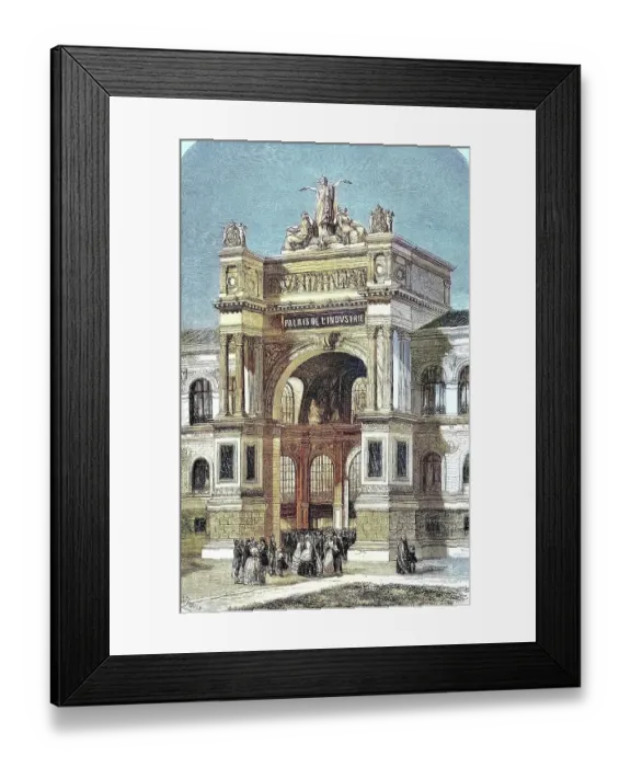 Framed Print : View of the main entrance to the Palace of Industry at the 1855 World's Fair, on the Champs Elysees, Paris, France, Historic, digitally restored reproduction of a 19th century original Framed Print : View of the main entrance to the Palace of Industry at the 1855 World's Fair, on the Champs Elysees, Paris, France, Historic, digitally restored reproduction of a 19th century original