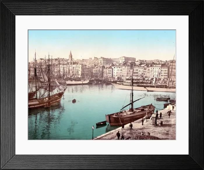 Framed Print : The old harbour, Vieux Port, with Hotel Dieu Hospital in the background, Marseille, France, c