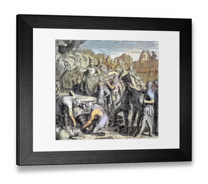 Framed Print : The burial of the Visigoth king Alaric, 370, 410, in the riverbed of the Busento, Italy, reproduction of a woodcut from 1882, digitally improved, The burial of the Visigoth king Alaric, in the riverbed of the Busento, Italy Framed Print : The burial of the Visigoth king Alaric, 370, 410, in the riverbed of the Busento, Italy, reproduction of a woodcut from 1882, digitally improved, The burial of the Visigoth king Alaric, in the riverbed of the Busento, Italy