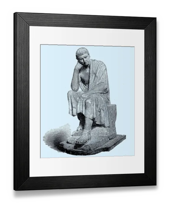 Framed Print : Aristotle, Aristoteles, 384 BC Chr. 322 BC BC, is one of the most famous and influential philosophers and naturalists in history, the statue in the palace Spada to Rome, Italy, digital improved reproduction of an original print from 1880