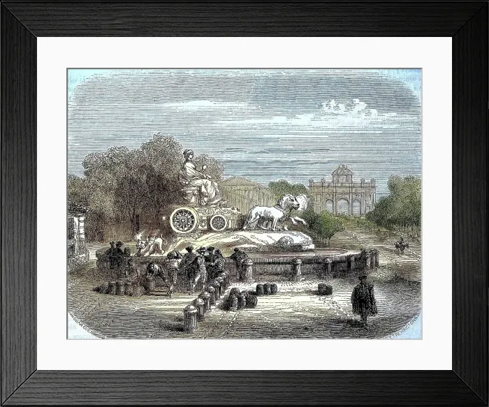 Framed Print : Fountain of the Goddess Kybele, Madrid, Spain, Historic, digitally restored reproduction of a 19th century original Framed Print : Fountain of the Goddess Kybele, Madrid, Spain, Historic, digitally restored reproduction of a 19th century original