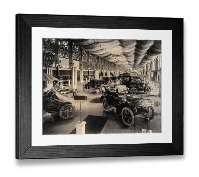Framed Print : History of the Automobile, 1904 World's Fair, St. Louis, Missouri, an automobile exhibit featuring Packard automobiles, digitally restored reproduction from a 19th-20th century original Framed Print : History of the Automobile, 1904 World's Fair, St. Louis, Missouri, an automobile exhibit featuring Packard automobiles, digitally restored reproduction from a 19th-20th century original