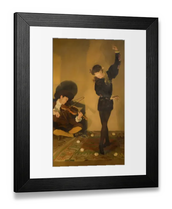 Framed Print : A dancer dances to the sounds of a violinist between eggs in a warmly lit, retro atmosphere Framed Print : A dancer dances to the sounds of a violinist between eggs in a warmly lit, retro atmosphere