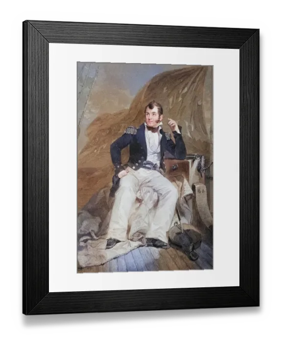 Framed Print : Oliver Hazard Perry (born 23 August 1785 in South Kingstown, Rhode Island, USA, died 23 August 1819 at sea near Port of Spain, Trinidad) was an American naval officer, after a painting by Alonzo Chappel (1828-1878), Historic, digitally restored