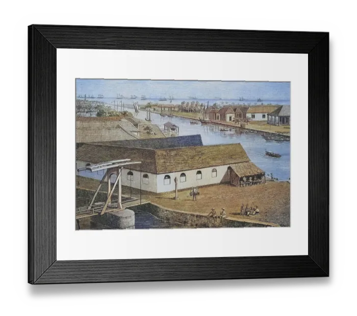 Framed Print : Canal and harbour of Batavia, today Djakarta, Jakarta, Indonesia, around 1885, Historical, digitally restored reproduction from a 19th century original, Canal and harbour of Batavia, today Djakarta, Indonesia, around 1885, Historical