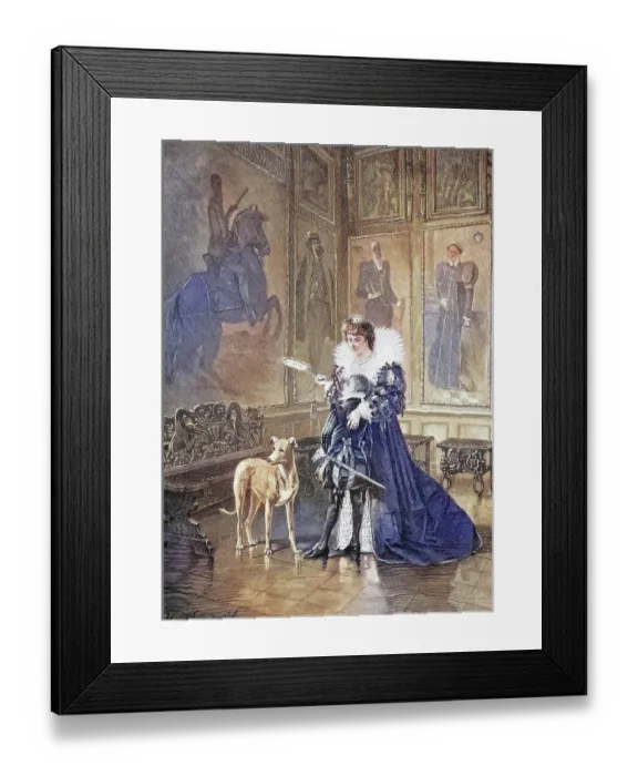 Framed Print : In der Ahnengalerie, Vornehme Dame mit Junge und Hund steht vor den Gemaelden der Ahnen, Frankreich, Historical, digitally restored reproduction from a 19th century original, In the ancestral gallery Framed Print : In der Ahnengalerie, Vornehme Dame mit Junge und Hund steht vor den Gemaelden der Ahnen, Frankreich, Historical, digitally restored reproduction from a 19th century original, In the ancestral gallery
