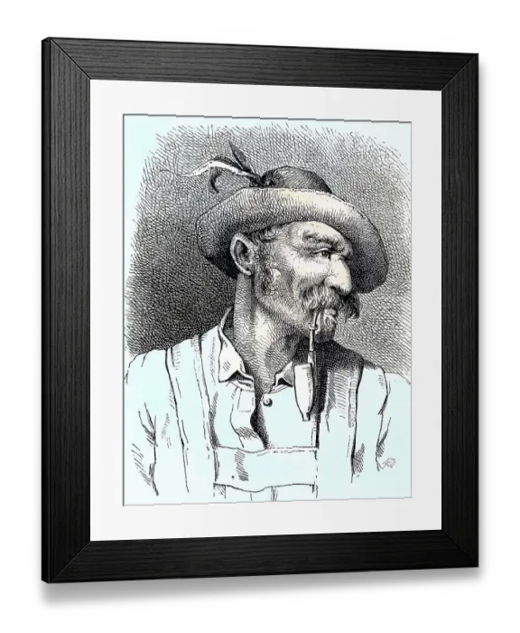 Framed Print : Munich originals from the 19th century, The man named Wastel from the Oberland, a Munich-based head of the character, original drawing by Julius Adam, Munich, Bavaria, Germany, reproduction of an image, woodcut from the year 1881, digitally restored Framed Print : Munich originals from the 19th century, The man named Wastel from the Oberland, a Munich-based head of the character, original drawing by Julius Adam, Munich, Bavaria, Germany, reproduction of an image, woodcut from the year 1881, digitally restored