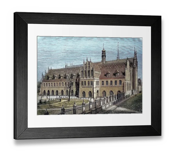 Framed Print : The southern facade of the former Franciscan monastery in Gdansk, Poland, reproduction of an image, woodcut from the year 1881, digitally restored, historical, The southern facade of the former Franciscan monastery in Gdansk, Poland Framed Print : The southern facade of the former Franciscan monastery in Gdansk, Poland, reproduction of an image, woodcut from the year 1881, digitally restored, historical, The southern facade of the former Franciscan monastery in Gdansk, Poland