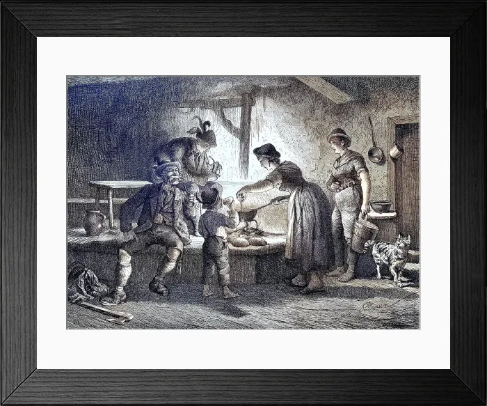Framed Print : Family together at the fire place in the mountain hut, cooking lunch, the men smoking pipe, Bavaria, Germany, reproduction of an image, woodcut from the year 1881, digitally restored, historical, Family together at the fire place in the mountain hut Framed Print : Family together at the fire place in the mountain hut, cooking lunch, the men smoking pipe, Bavaria, Germany, reproduction of an image, woodcut from the year 1881, digitally restored, historical, Family together at the fire place in the mountain hut