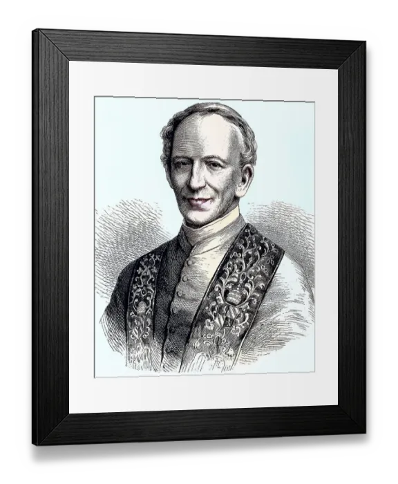 Framed Print : Pope Leo XIII, born Vincenzo Gioacchino Pecci, 2 March 1810, 20 July 1903, was Pope of the Roman Catholic Church from 1878 to 1903, Italy, reproduction of an image, woodcut from the year 1881, digitally improved, historical, Pope Leo XIII Framed Print : Pope Leo XIII, born Vincenzo Gioacchino Pecci, 2 March 1810, 20 July 1903, was Pope of the Roman Catholic Church from 1878 to 1903, Italy, reproduction of an image, woodcut from the year 1881, digitally improved, historical, Pope Leo XIII
