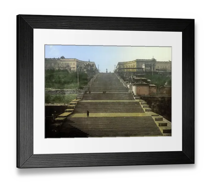 Framed Print : Richelieu Stair, Staircase in Odessa, Russia, Ukraine, c. 1890, Historic, digitally enhanced reproduction of a photochrome print of the period Framed Print : Richelieu Stair, Staircase in Odessa, Russia, Ukraine, c. 1890, Historic, digitally enhanced reproduction of a photochrome print of the period