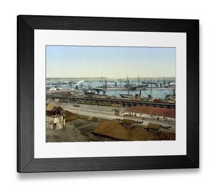 Framed Print : The Port of Odessa, Russia, Ukraine, circa 1890, Historic, digitally enhanced reproduction of a photochrome print of the period Framed Print : The Port of Odessa, Russia, Ukraine, circa 1890, Historic, digitally enhanced reproduction of a photochrome print of the period