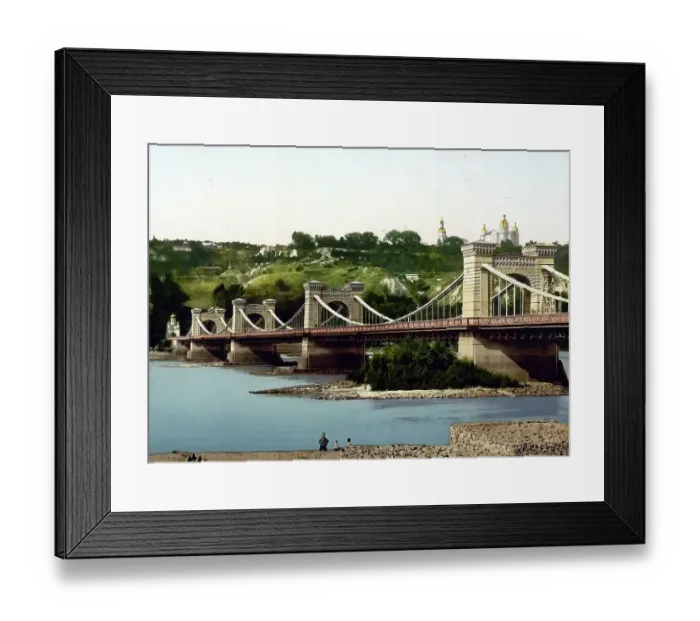 Framed Print : St. Nicholas Bridge, Kiev, Russia, Ukraine, c. 1890, Historic, digitally enhanced reproduction of a photochrome print of the period Framed Print : St. Nicholas Bridge, Kiev, Russia, Ukraine, c. 1890, Historic, digitally enhanced reproduction of a photochrome print of the period