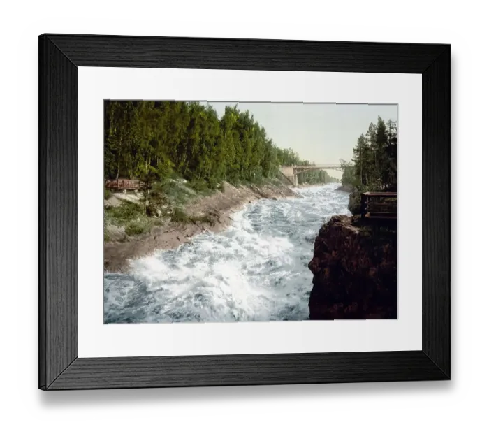 Framed Print : The Rapids from the Bridge, Imatra, Russia, now Finland, c. 1890, Historic, digitally enhanced reproduction of a photochrome print of the period Framed Print : The Rapids from the Bridge, Imatra, Russia, now Finland, c. 1890, Historic, digitally enhanced reproduction of a photochrome print of the period
