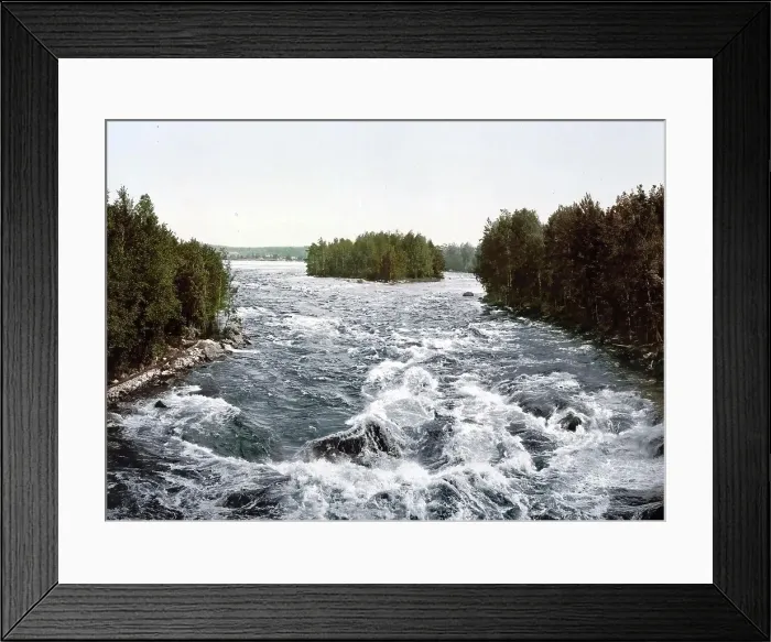 Framed Print : The rapids towards the pavillion, Imatra, Finland, formerly Russia, c. 1890, Historic, digitally enhanced reproduction of a photochrome print of the period Framed Print : The rapids towards the pavillion, Imatra, Finland, formerly Russia, c. 1890, Historic, digitally enhanced reproduction of a photochrome print of the period