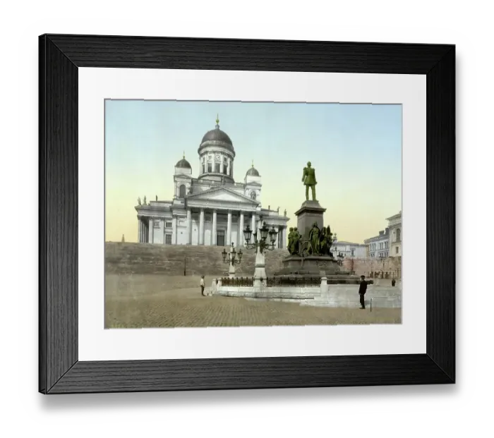 Framed Print : Monument of Alexander II, Helsingfors, Russia, Helsinki, Finland, c. 1890, Historic, digitally enhanced reproduction of a photochrome print of the period