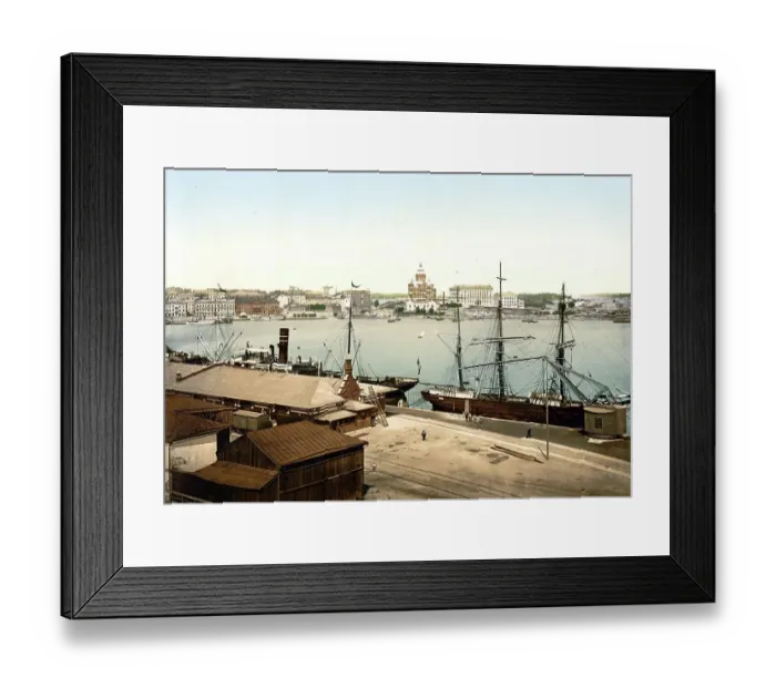 Framed Print : The Russian Cathedral and Harbour, Helsingfors, Russia, now Helsinki, Finland, c. 1890, Historic, digitally enhanced reproduction of a photochrome print of the period Framed Print : The Russian Cathedral and Harbour, Helsingfors, Russia, now Helsinki, Finland, c. 1890, Historic, digitally enhanced reproduction of a photochrome print of the period