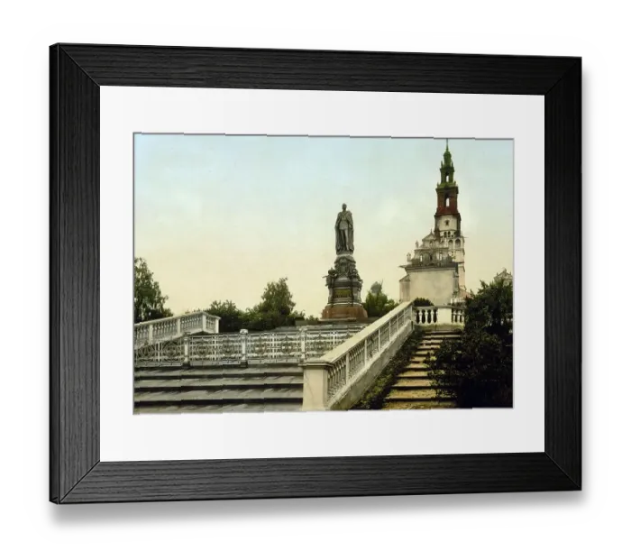 Framed Print : The Tsar Alexander Monument in front of the pilgrimage church Jasna Gora, Klarenberg or Heller Berg, Czestochowa, Czenstochau, Poland, formerly Russia, c. 1890, Historic, digitally enhanced reproduction of a photochrome print of the period