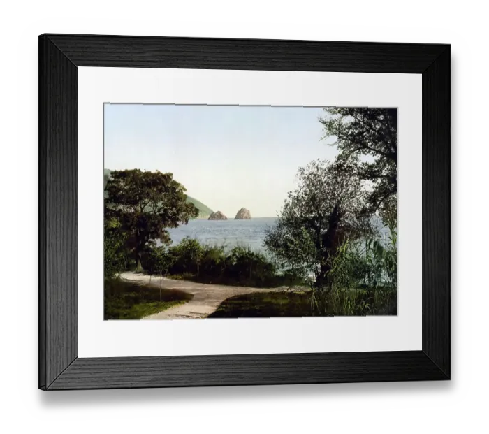 Framed Print : From the Gursuff, Gurzuf, Street, Yalta, Crimea, Russia, Ukraine, c. 1890, Historic, digitally enhanced reproduction of a photochrome print of the period Framed Print : From the Gursuff, Gurzuf, Street, Yalta, Crimea, Russia, Ukraine, c. 1890, Historic, digitally enhanced reproduction of a photochrome print of the period